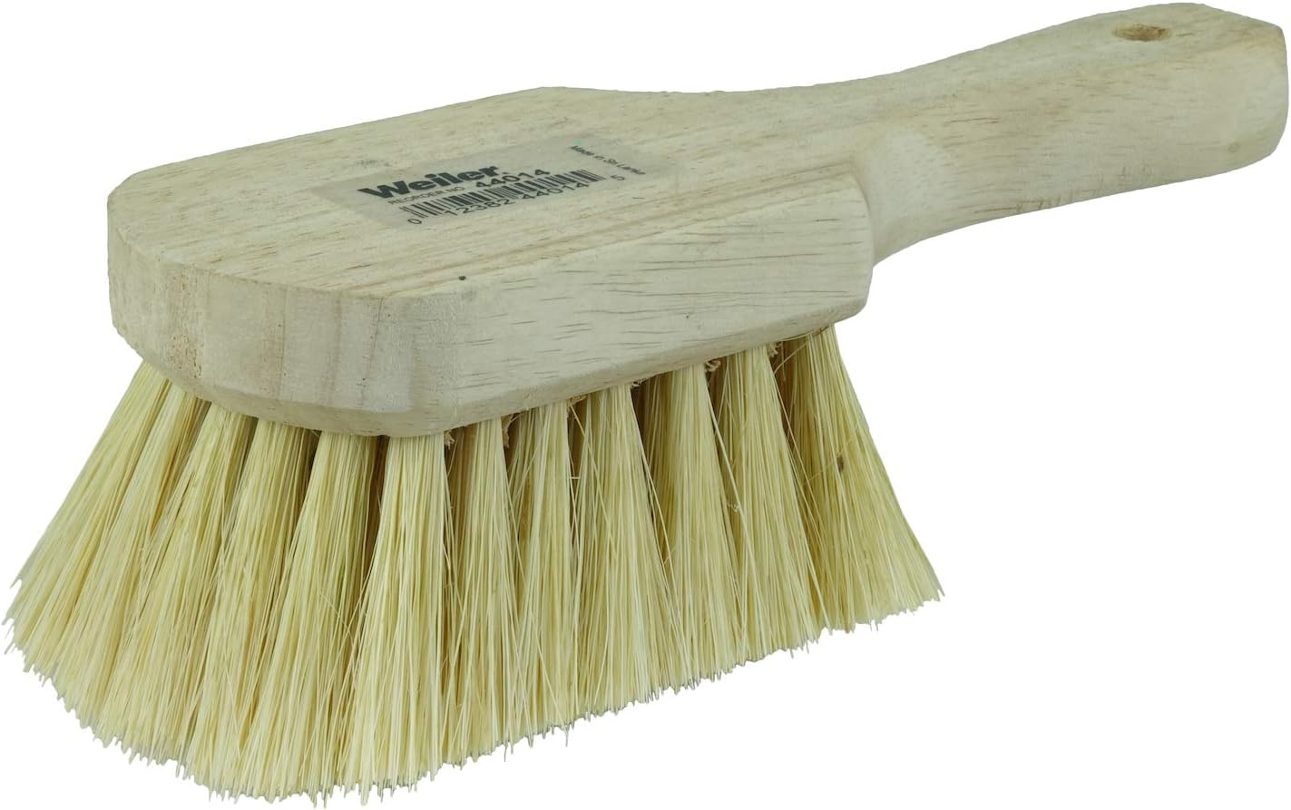 Weiler 44014 8" Utility Scrub Brush, White Tampico Fill, Short Handle, Wood Block