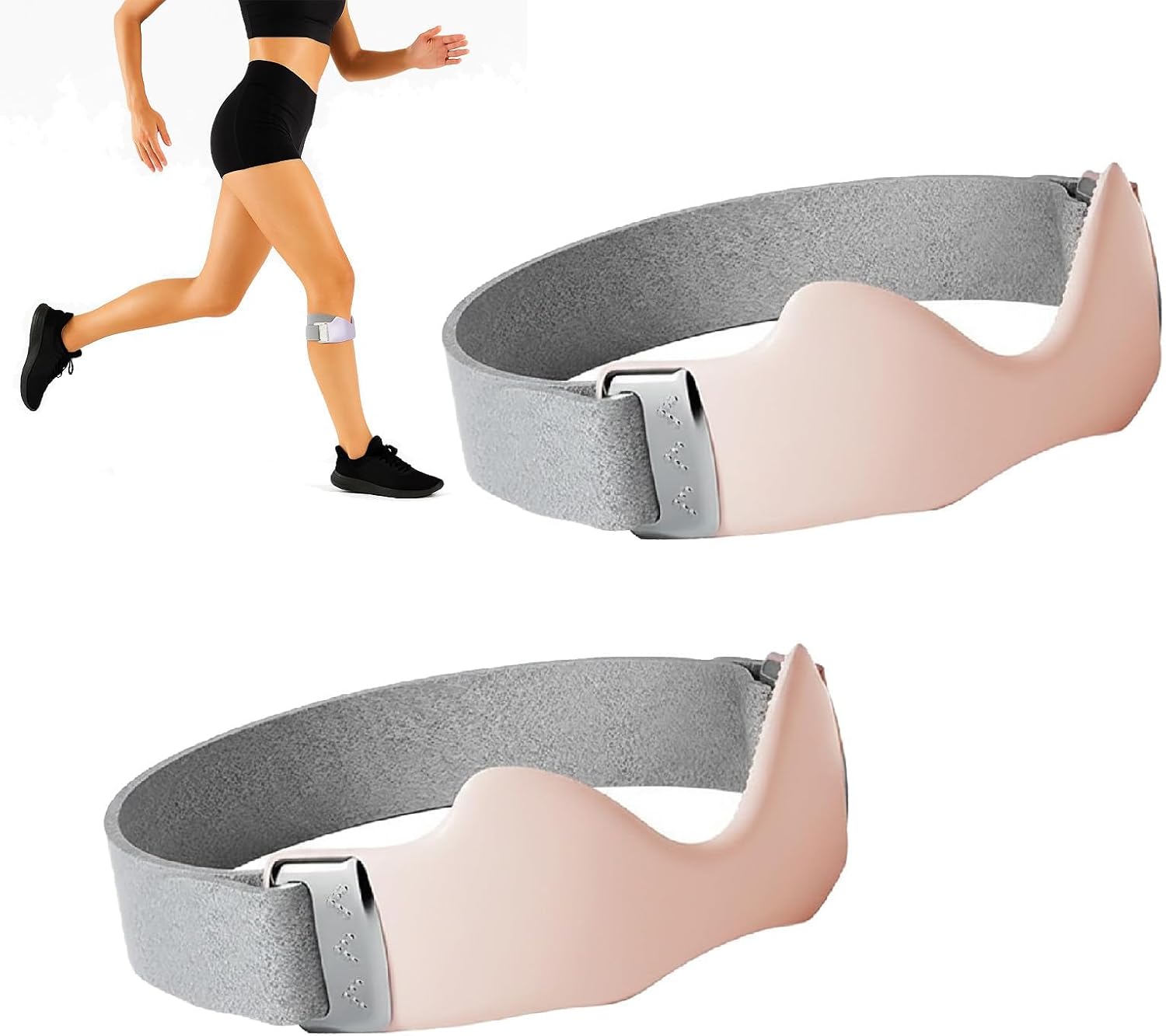 Flexwrap Knee Strap, Flex Wrap Silicone Patellar Tendon Support Strap, Adjustable Patella Support Band, Knee Brace for Men Women Pain Meniscus, Knees Support, Adults Running (Pink, 2PCS)