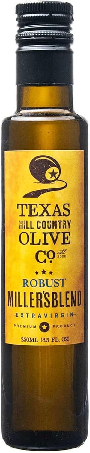 Texas Hill Country Olive Co Miller's Blend Extra Virgin Olive Oil - Cold Pressed EVOO Gourmet Olive Oil - Rich & Robust - Perfect for Dressing & Dipping - Award Winning & Made in Texas (8.5 oz)