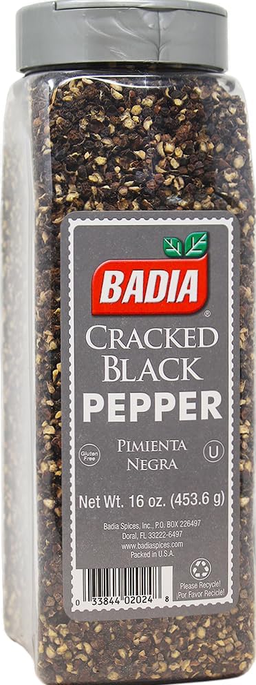 Badia Cracked Black Pepper, 16 oz – Gourmet Peppercorn Seasoning for Steaks, Grilling & Everyday Cooking