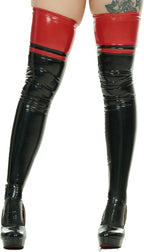 Mobbunny Thigh Stockings Shiny Color Matching PU Elastic Shaping Stretchy Thigh High Socks Over Knee Long Boot Sock