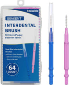 GENKENT Interdental Brushes for Braces 64 Pieces, Interdental Brushes Between Teeth for Braces Flossers (2 Sizes)