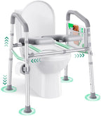 PopWise Raised Toilet Seat with Handles, 500 lb Anti-Wobble Frame, Easy to Install Toilet Seat Risers for Senior, Pregnant, Post-Surgery, Adjustable Height & Width Toilet Seat Riser, Fits Most Toilets