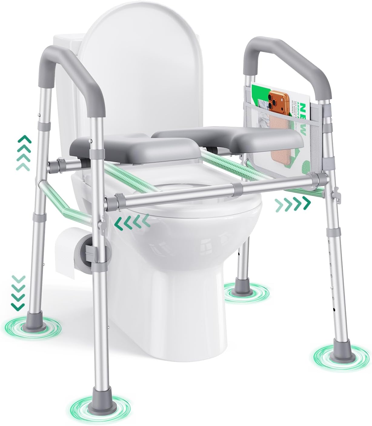 PopWise Raised Toilet Seat with Handles, 500 lb Anti-Wobble Frame, Easy to Install Toilet Seat Risers for Senior, Pregnant, Post-Surgery, Adjustable Height & Width Toilet Seat Riser, Fits Most Toilets