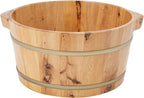 Wood Foot Bath Bucket with Massage Roller & Lid,Wooden Foot Soaking Tub for Relaxation and Spa,Therapeutic Foot Soaker for Foot Care & Massage