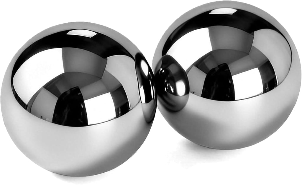 Stainless Steel Solid Baoding Balls Set - 1.5 Inch, 1 Pound, Silent Chinese Health Balls for Stress Relief, Meditation, and Hand Therapy