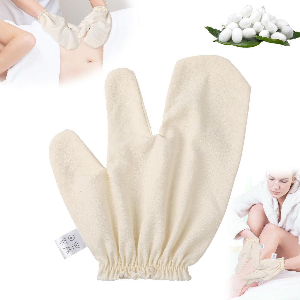 Garshana Gloves Raw Silk Massage,Raw Silk Gloves Garshana with Elastic Wrist Bands,for Skin Brushing Massage for Women