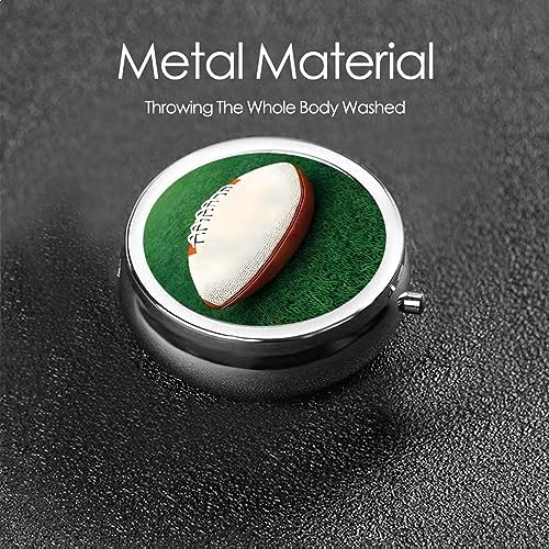 Portable Pill Box, White Rugby Ball Mini Round Pill Box, can be Put into Wallet, Pocket, Lightweight and Convenient 3 Compartment Pill Box