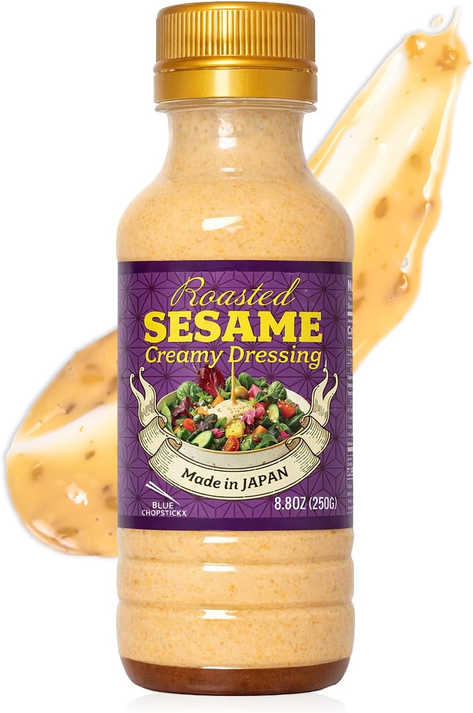 Japanese Roasted Sesame Dressing Low Calorie – Only 51 Calories per Serving, 0g Saturated Fat, Creamy Goma Sauce Made with Japanese Mayonnaise for Salads, Bowls, Dumplings & Noodles, Rich Umami Flavor, Made in Japan, 8.8 oz (250g)