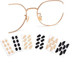 EVA Foam Nose Pads for Glasses, 24 Pairs 1.5mm Ultra Soft Anti-Slip Self-Adhesive Cushions – Oval, Half-Moon, Drop-Shaped – Skin & Black, for Eyeglasses, Sunglasses, Kids