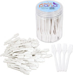 PANA 100pcs Brand Cosmetic Make Up Disposable Plastic 2.5" Spatulas Skin Care Facial Cream Mask Spatula (100 Pieces in a Container) (WHITE)