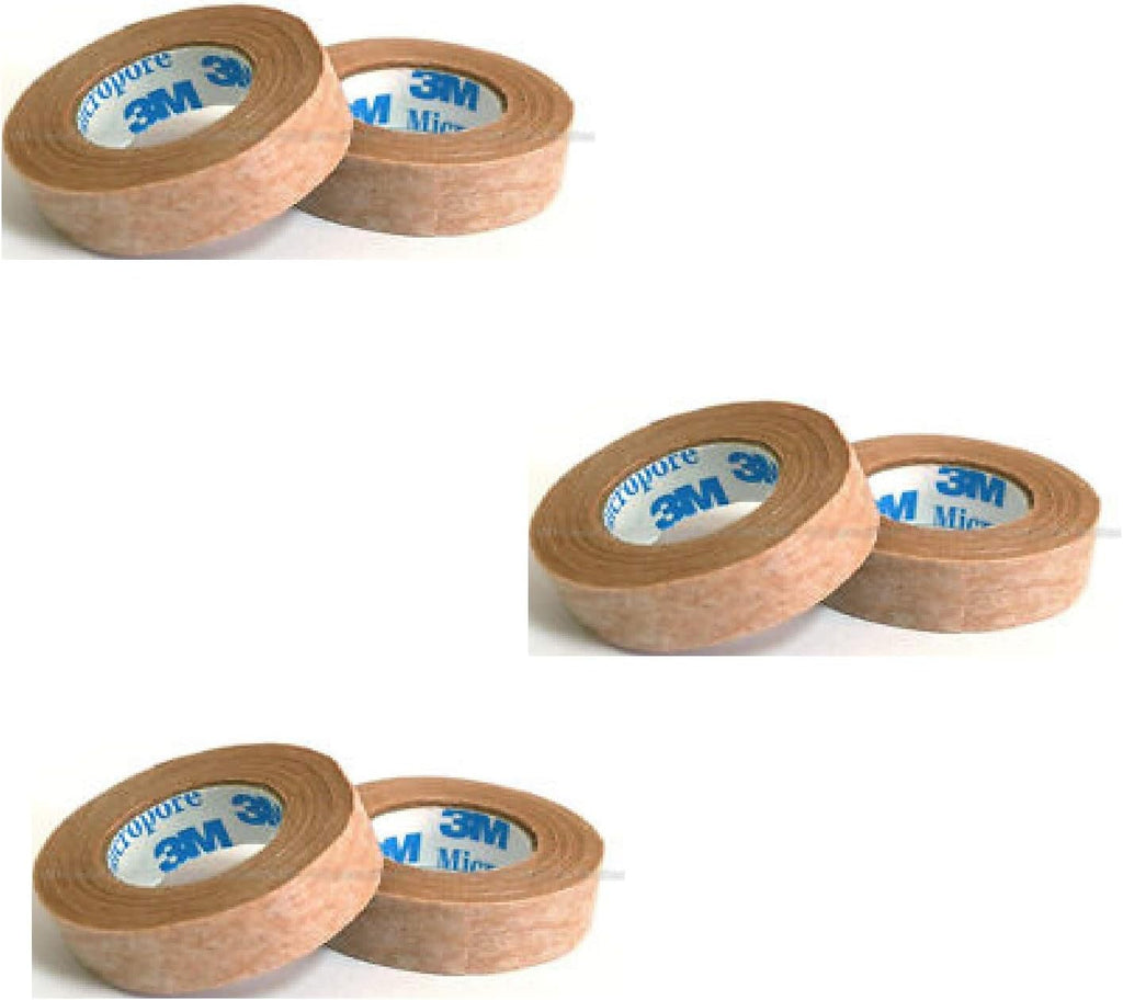 3M Micropore Tan Surgical Tape 0.5" Wide - 3 Pack (2 Rolls)-L8