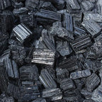 Black Tourmaline Raw Healing Crystals, 1.8"-2.2" Large Size Raw Stones, Natural Black Tourmaline Crystal with Velvet Pouch for Home Decor, Tray, Collection