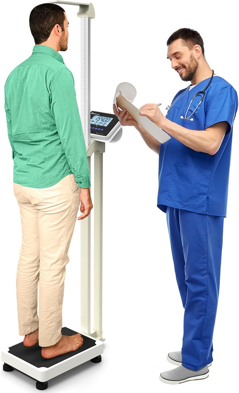 Adamson M1 Medical Scale, 440 lb/ 200 kg Capacity, BMI with Weight and Height, Professional Digital Scale for Body Weight, Home, Hospital, & Physicians, Heavy Duty - White