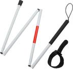 Folding Blind Cane Walking Stick with Red Reflective Tape for The Blind and Visually Impaired People,48 inch Collapsible Non-Slip Aluminum Cane