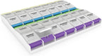 EZY DOSE Weekly (7-Day) Pill Organizer, Vitamin Container, and Daily Medicine Planner, 2X-Large Push Button Compartments, Arthritis Friendly, Easy to Use, 4 Times a Day, Clear Lids, BPA Free