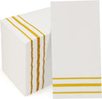 100 Pack Paper Napkins Disposable Guest Towels Gold Lined Elegant Dinner Napkins 2-ply Party Napkins Guest Disposable Soft & Absorbent Paper Hand Towels for Bathroom Kitchen Wedding Party Dinner Event