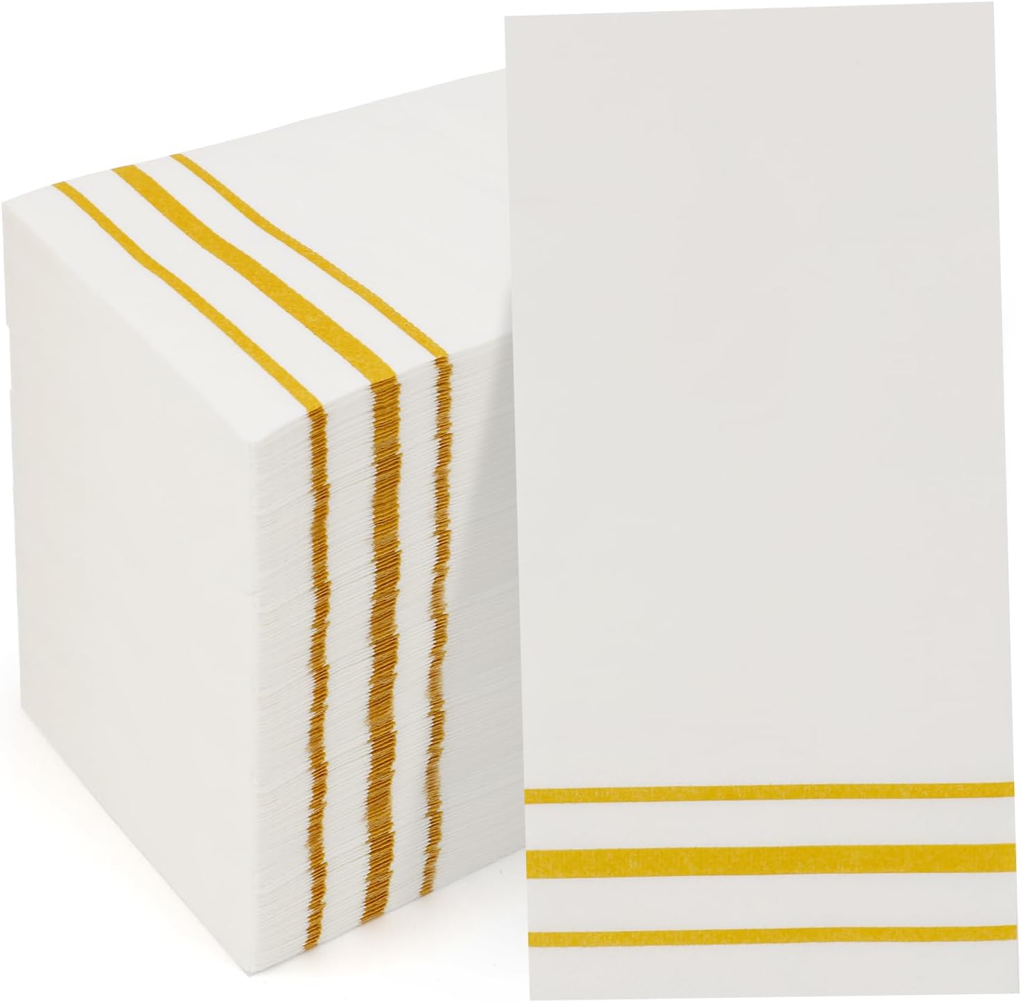 100 Pack Paper Napkins Disposable Guest Towels Gold Lined Elegant Dinner Napkins 2-ply Party Napkins Guest Disposable Soft & Absorbent Paper Hand Towels for Bathroom Kitchen Wedding Party Dinner Event