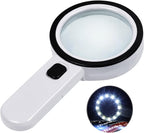 Nazano Magnifying Glass with Light, Ultra-Clear Lightweight Handheld Reading Magnifier with 12 LEDs, Distortion-Free Optical Lens for Seniors, Macular Degeneration, Close Work, Coins & Pill Bottles