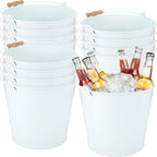 Didaey 12 Pcs Large Galvanized Metal Buckets with Handle 10 Inch Heavy Duty Stainless Steel Pails Round Pail for Party Wedding, Crafts, Utensils, Table Centerpieces (White)