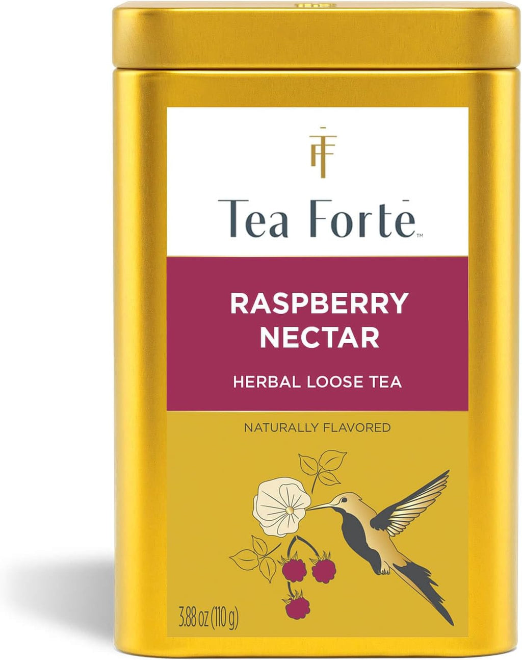 Tea Forte Raspberry Nectar Premium Loose Leaf Caffeine-Free Herbal Tea Blend Canister, Makes 35-50 Cups