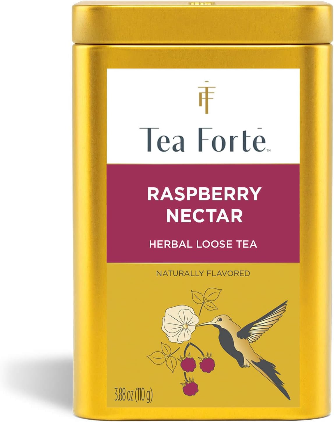Tea Forte Raspberry Nectar Premium Loose Leaf Caffeine-Free Herbal Tea Blend Canister, Makes 35-50 Cups