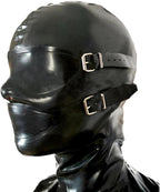 Latex Mask Rubber Hood with Removable Eyes and Mouth Mask Open Eyes Mouth Back Zipper