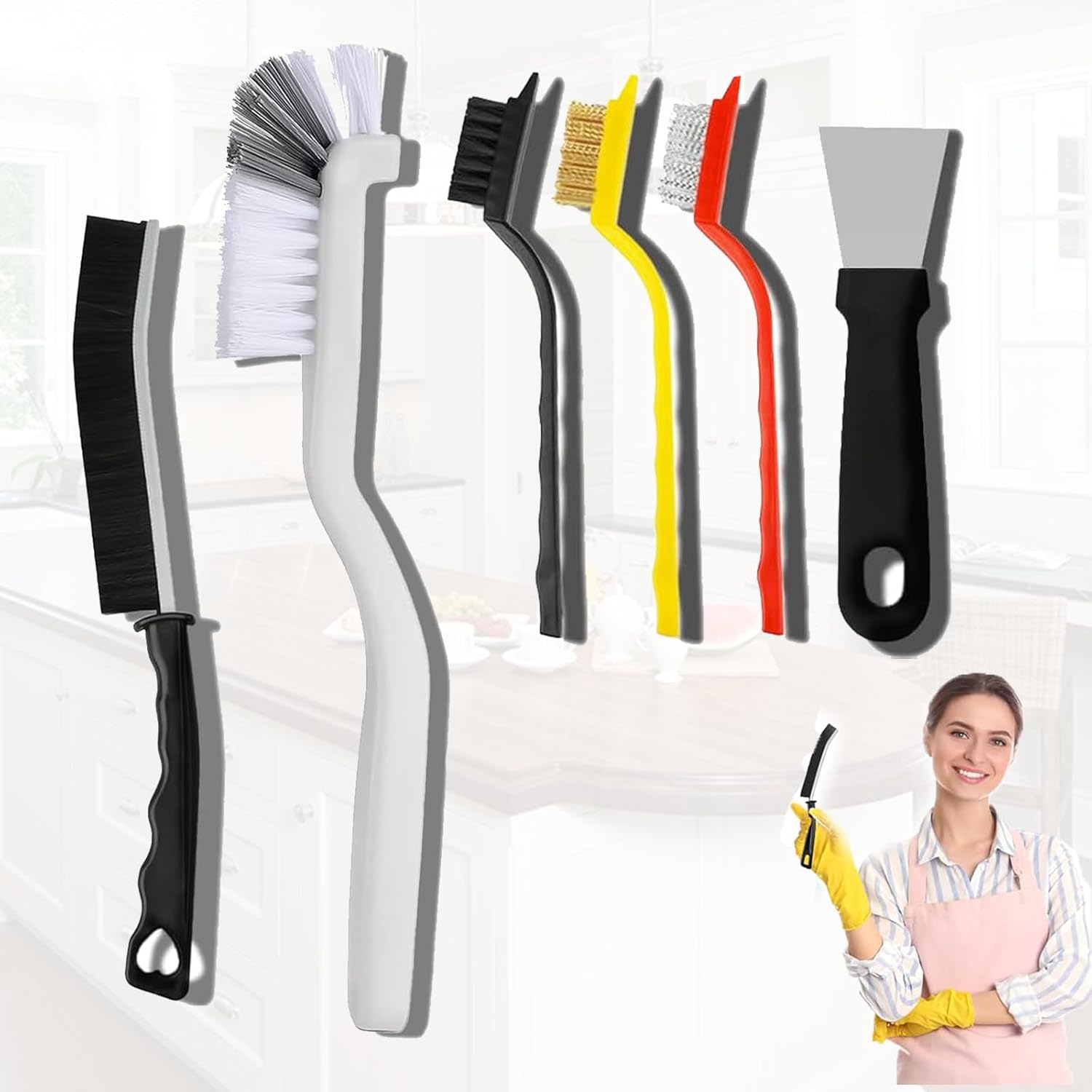 6 Pack Cleaning Brush Set for Kitchen and Bathroom Gap Crevice Stove Sink Window Track Household Cleaning Tools