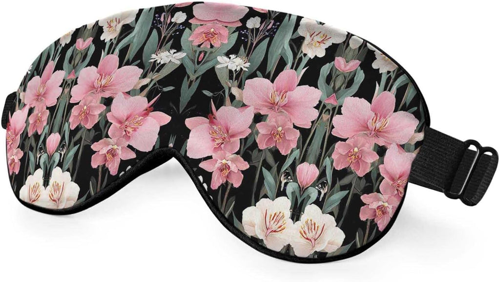 Orchid Flower Eye Mask Sleeping Mask Bloom Summer Spring Wildflowers Botanical Bouquet Bright Sleep Masks Silky Soft Eye Cover for Women Men Travel Sleeping