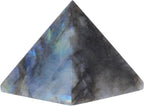 Natural Labradorite Healing Crystal Pyramid Sculpture Sacred Geometry Energy Generator for Meditation Spiritual Growth Chakra Balancing Feng Shui Home Office Decor Handcrafted Quartz Manifestation