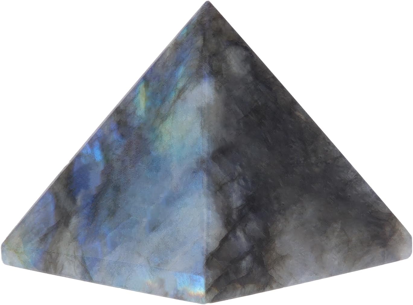 Natural Labradorite Healing Crystal Pyramid Sculpture Sacred Geometry Energy Generator for Meditation Spiritual Growth Chakra Balancing Feng Shui Home Office Decor Handcrafted Quartz Manifestation