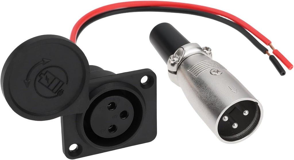 3Pin XLR Female Charging Port Cable and Male Connecter Plug Electric Scooter Wheelchair
