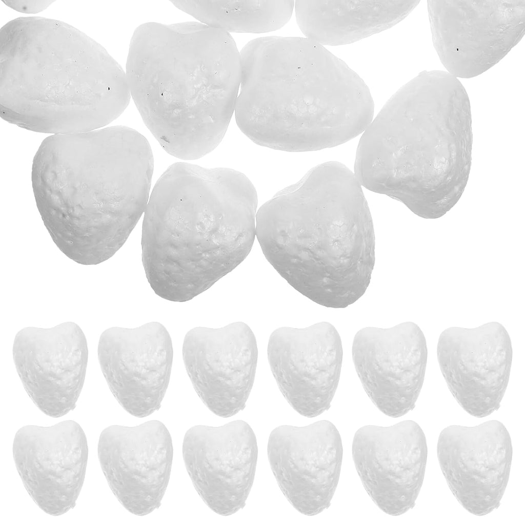 HOOTNEE 20pcs DIY Foam Strawberry Models for Painting and Crafting White Foam Fruit Shapes for Decoration and Creative Handicrafts