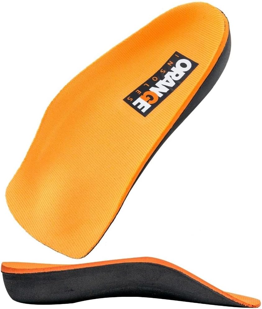 Orange Insoles A 3/4 Fits Men's Shoe 4.5-5.5, Women's 6-7 Uses a Heel Cup, Contoured Medial Arch, and Metatarsal pad to Help with Better Alignment and Weight Distribution, Versatility in Your Shoes