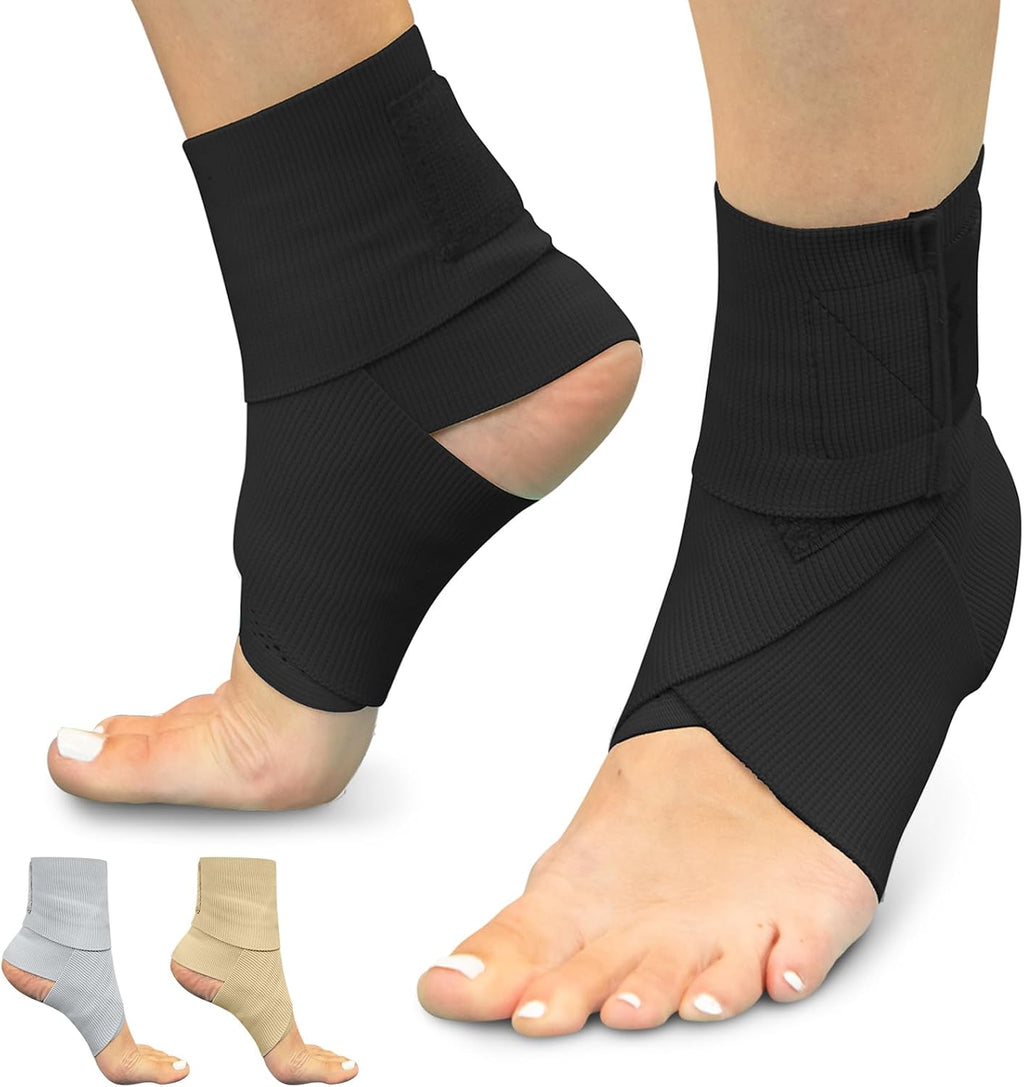 Vive Ankle Wrap (2 Pack) - Strap Heel Brace Stabilizer for Sprained Foot - Breathable, Soft, Firm Compression Sport Sleeve for Swelling - Adjustable Nonslip Elastic Support for Tendonitis (Women, Men)