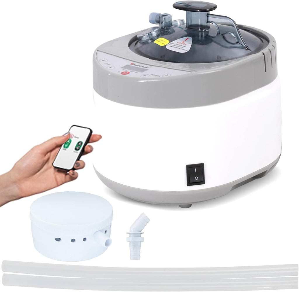 Smartmak Sauna Steamer, Portable 4L Upgraded 1500W Steam Pot Generator with Remote Control, Spa Machine with 99 Minutes Timer Display, Herbal Box for Body Detox, 110V US Plug
