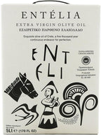 Entelia 5L Bag-in-Box Extra Virgin Olive Oil from Crete, Greece | 169 fl oz (5 Liters), Cold-Pressed, High Polyphenols (489mg/kg) | Koroneiki Olives, Low Acidity (0.28%) for Cooking & Dressings
