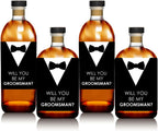 Suit Up - Will You Be My Groomsman Gift for Men - Whiskey or Wine Bottle Label Stickers - Set of 4