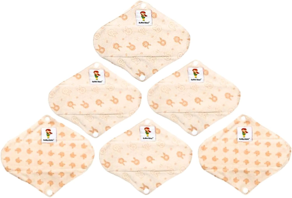 Kawaii Maxi Pads with Wings for Heavy Flow Periods, High Absorbency, Unscented Natural Cotton Breathable Reusable Women Sanitary Napkins, 6-Pack