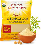 Darsa Organics Chickpea Flour 2 lb - Premium Stone Ground Besan Flour - Gluten Free Garbanzo Bean Flour for Baking and Cooking - Non-GMO Gram Flour, Chemical Free, Vacuum Sealed Bag