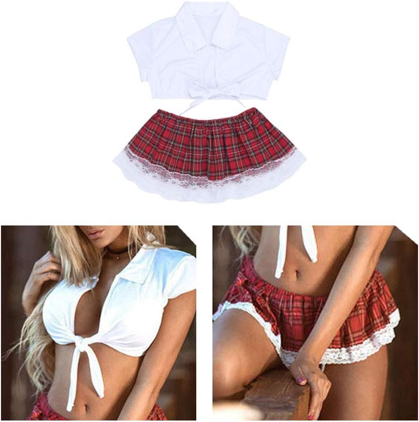 Acxico 1Set Sexy Lingerie Set School Girl Student Adult Cosplay Fancy Dress Uniform Costume