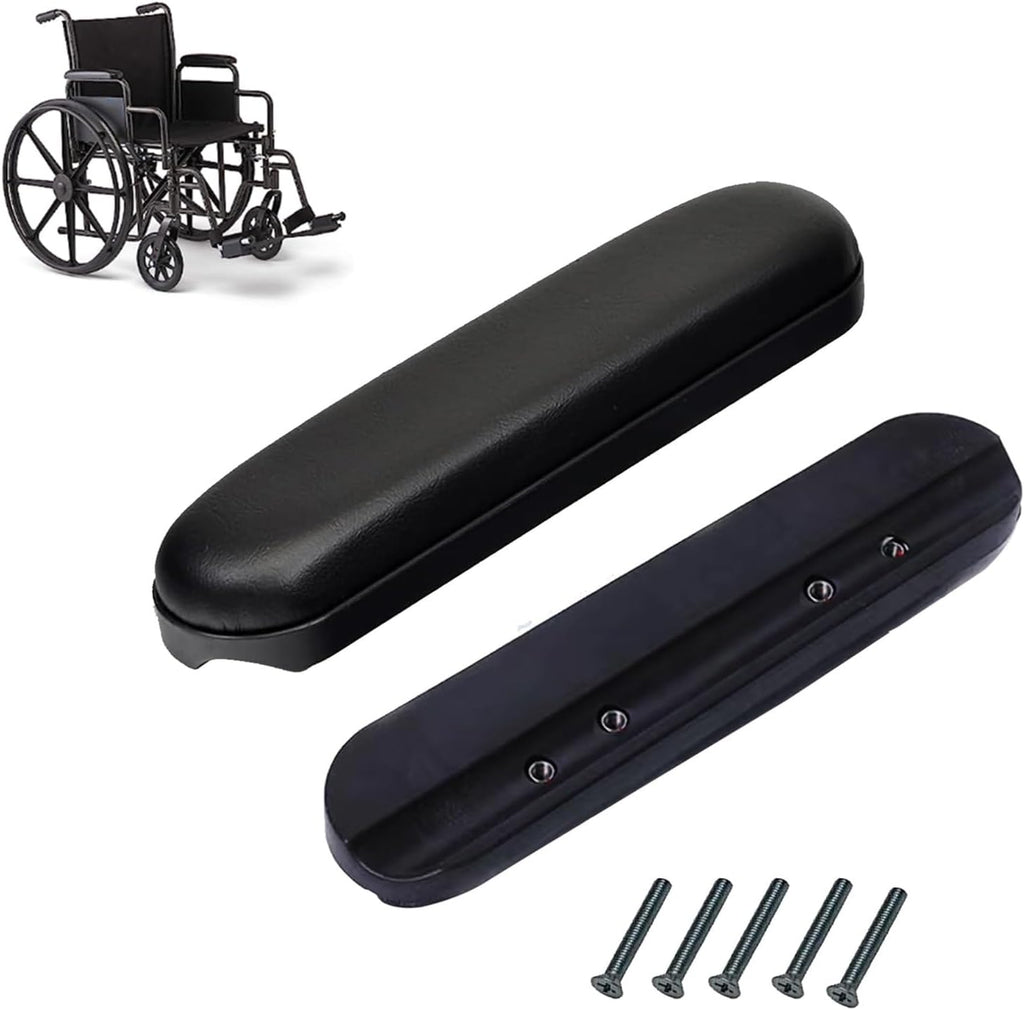 Full Length Padded Armrest Black 9-1/8" Long Wheelchair and Transport Chair arm Cushions, Black (1 Pair) Compatible with All Brands