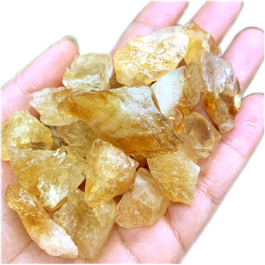 Natural 1 lb Brazil Citrine Crystal Stone Rough Raw Original Rock Stones Specimen Healing Collection Mineral Stone for Tumbling, Lapidary Polishing, Wicca Reiki Crystal Healing and Crafts