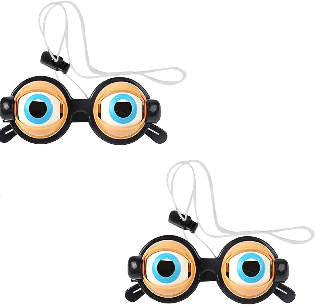 Blinking Eye Glasses, 2PCS Funny Winking Eye Glasses for Adults Kids, Novelty Eyeball Joke Eyeglasses with Hanging Rope, Lightweight Blinking Eyes Sunglass Prank Gift, for Cosplay Party