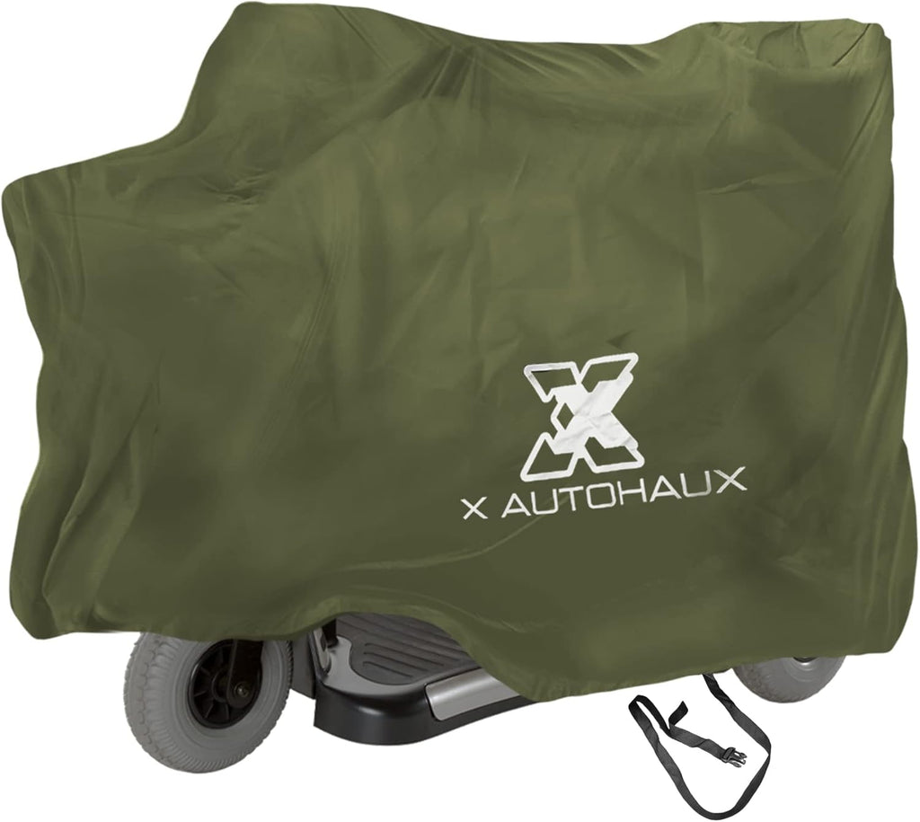 X AUTOHAUX 72"x30"x62" Motorbike Mobility Scooter Cover Waterproof Rain Protection 190T Polyester Green