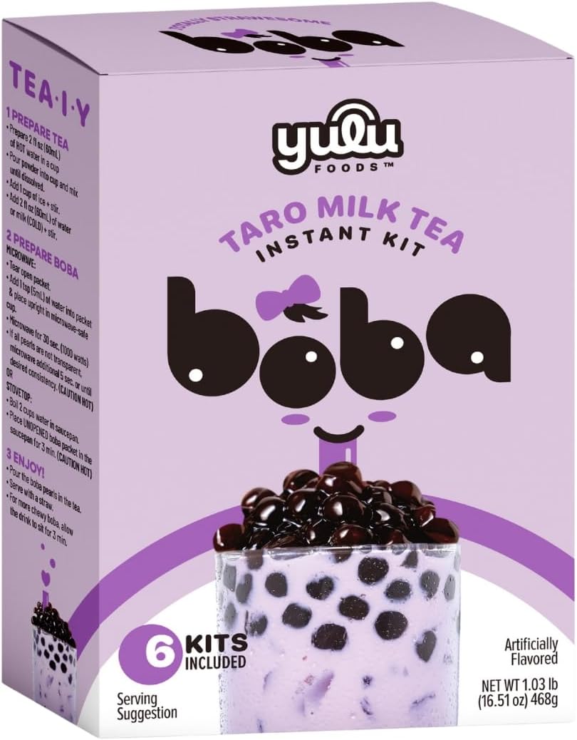YULU FOODS Instant Bubble Pearls for Taro Milk Tea with Brown Sugar Flavor – 6 Servings