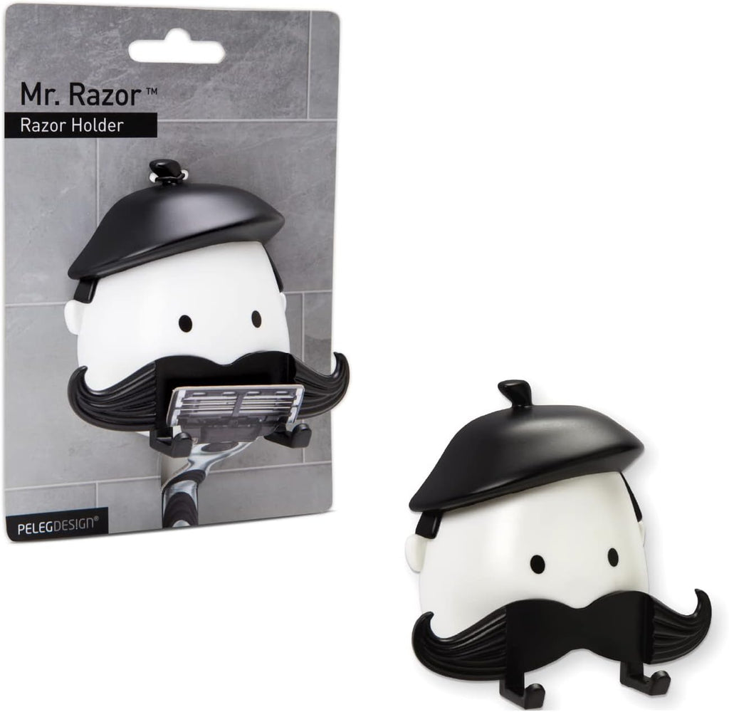 PELEG Design Mr. Razor – Razor Holder Suction Shaving Razor Holder for Shower Bathroom Bath Unique Gifts