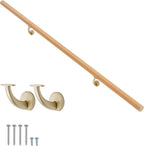 8 FT Modern Aluminum Handrail Set, handrails for Indoor Stairs,Deck,Slope, Wall Mounted Staircase handrails, Zink Alloy Brackets Included,Rust Free. (Cherry Wood Grain, 8 FT)