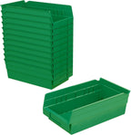 Akro-Mils 30130 Plastic Shelf Bins, Heavy Duty Storage Bins for Garage, Closet, and Drawer Organization, 12" x 6-1/2" x 4", Green, 12-Pack