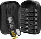 Pill Organiser 7 Day 3 Times, Travel Pill Dispenser, Weekly Pill Box Organisers, Store Medication, Vitamin, Fish Oil, Supplement,Black